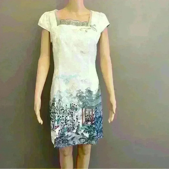 Vintage pastel green midi-dress - Picture 1 of 5